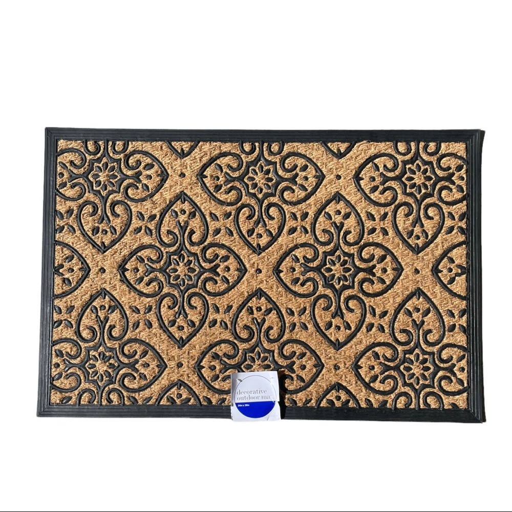 Decorative 24”x36” Natural Coir & Rubber Outdoor Doormat NWT